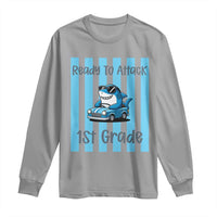 Ready To Attack 1st Grade Long Sleeve Shirt Funny Shark Driving Car Back To School