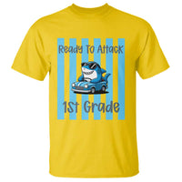 Ready To Attack 1st Grade T Shirt Funny Shark Driving Car Back To School