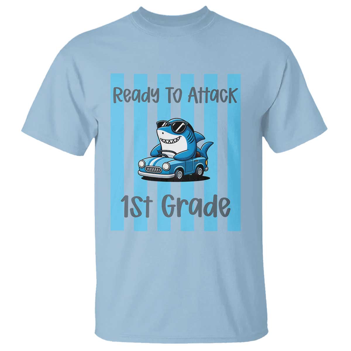 Ready To Attack 1st Grade T Shirt Funny Shark Driving Car Back To School