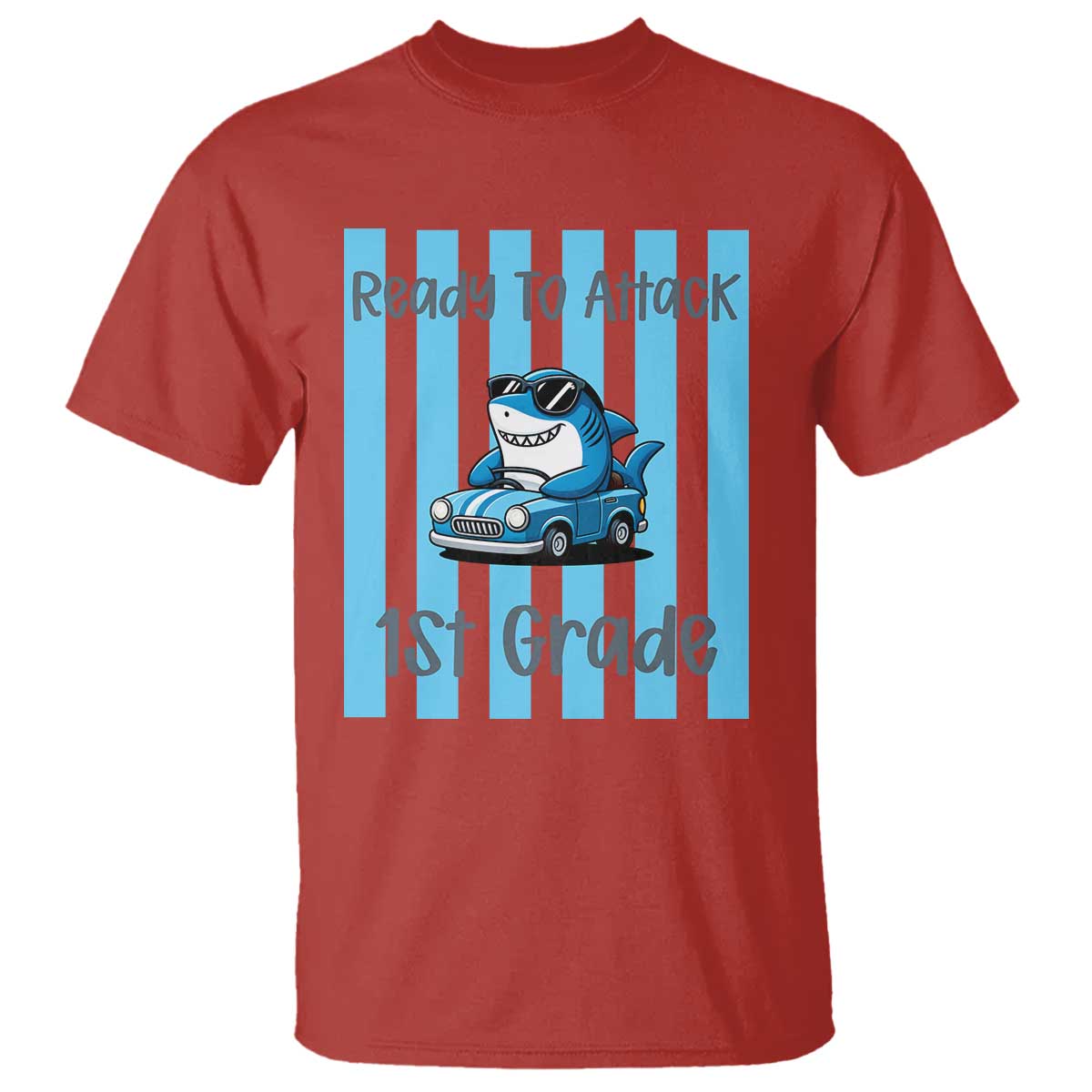 Ready To Attack 1st Grade T Shirt Funny Shark Driving Car Back To School