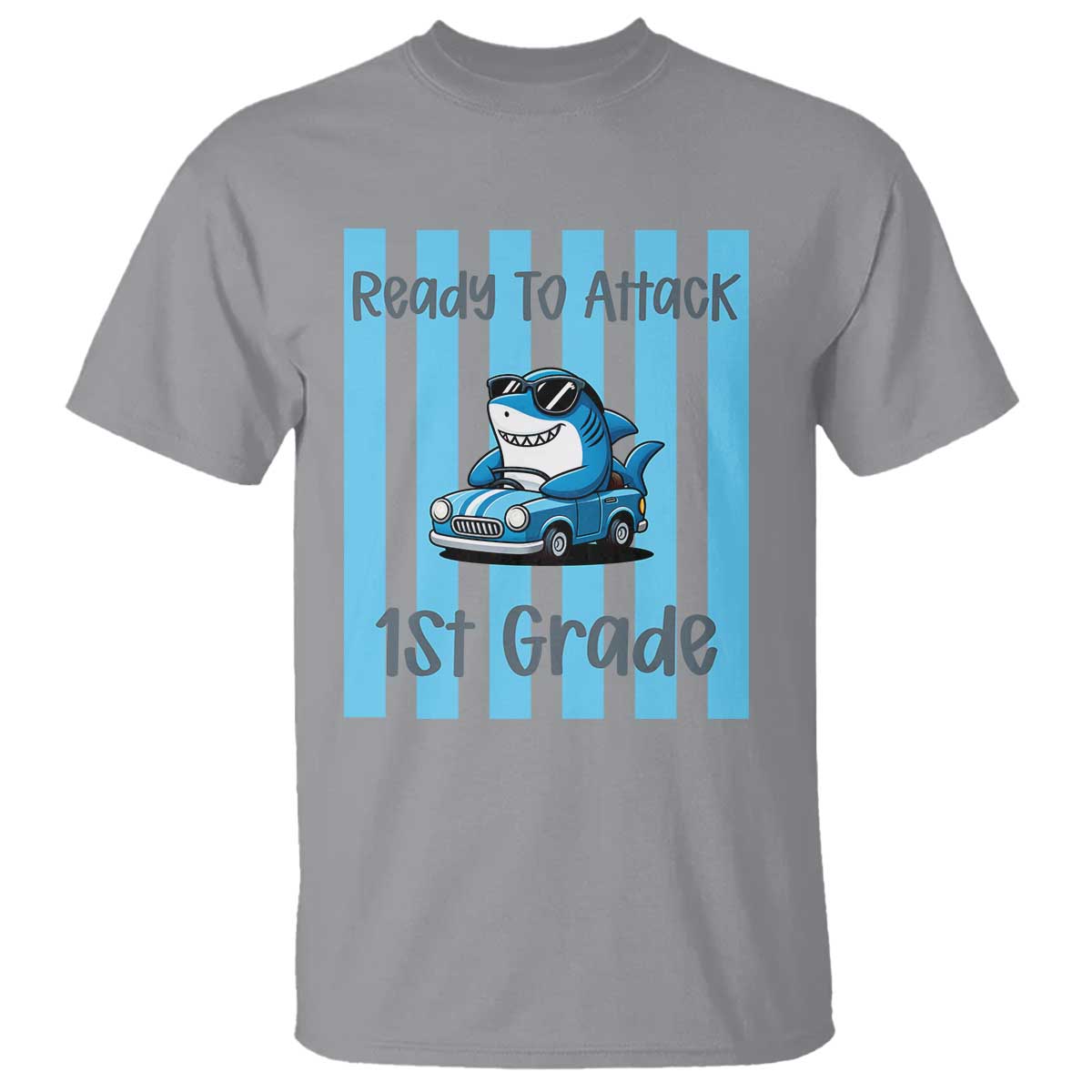 Ready To Attack 1st Grade T Shirt Funny Shark Driving Car Back To School