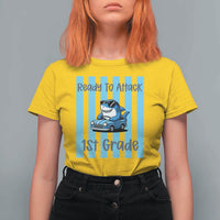 Ready To Attack 1st Grade T Shirt For Women Funny Shark Driving Car Back To School