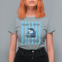 Ready To Attack 1st Grade T Shirt For Women Funny Shark Driving Car Back To School
