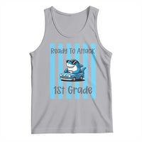 Ready To Attack 1st Grade Tank Top Funny Shark Driving Car Back To School