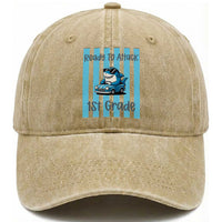 Ready To Attack 1st Grade Washed Cotton Baseball Cap Funny Shark Driving Car Back To School