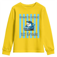Ready To Attack 1st Grade Youth Sweatshirt Funny Shark Driving Car Back To School