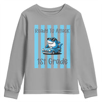 Ready To Attack 1st Grade Youth Sweatshirt Funny Shark Driving Car Back To School