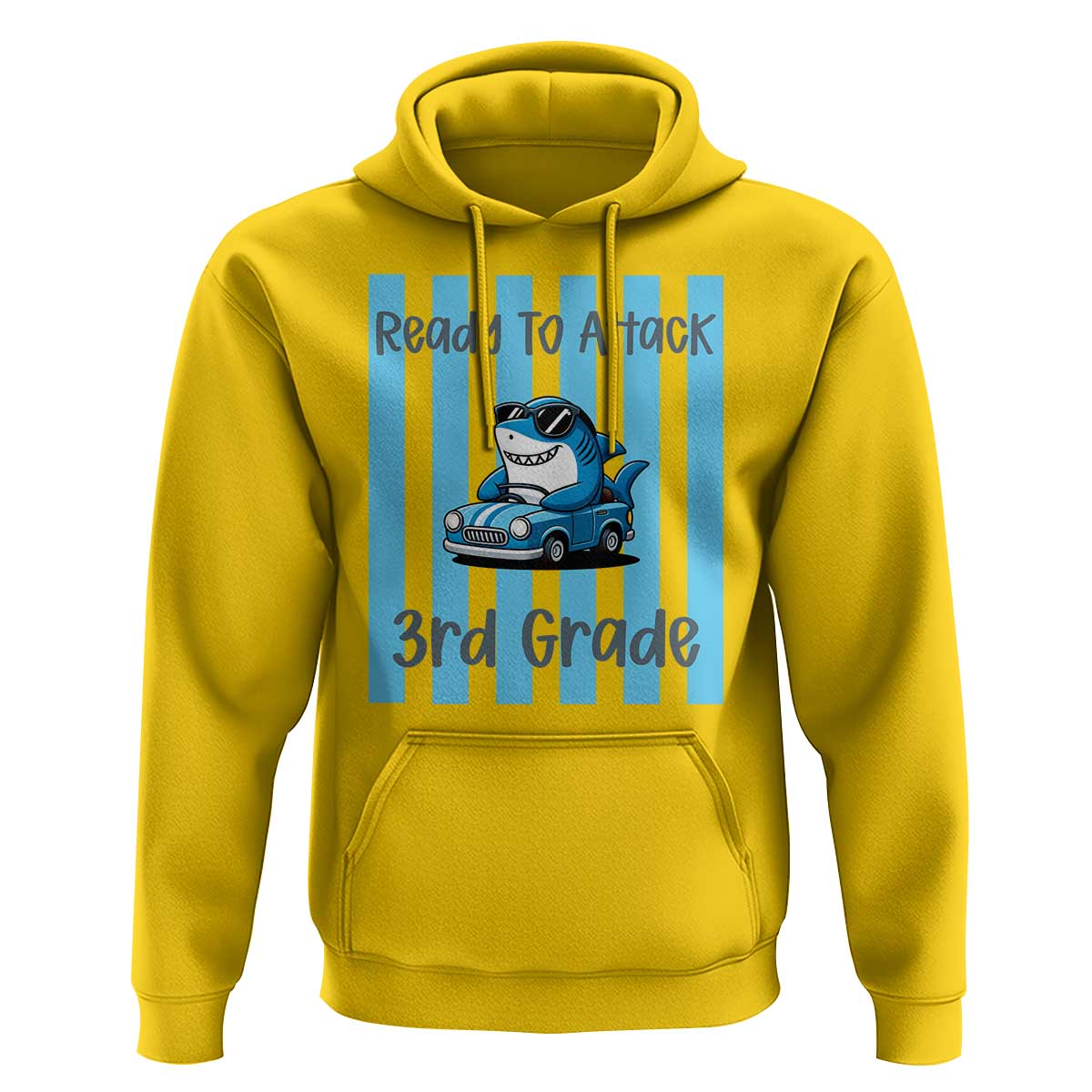 Ready To Attack 3rd Grade Hoodie Funny Shark Driving Car Back To School