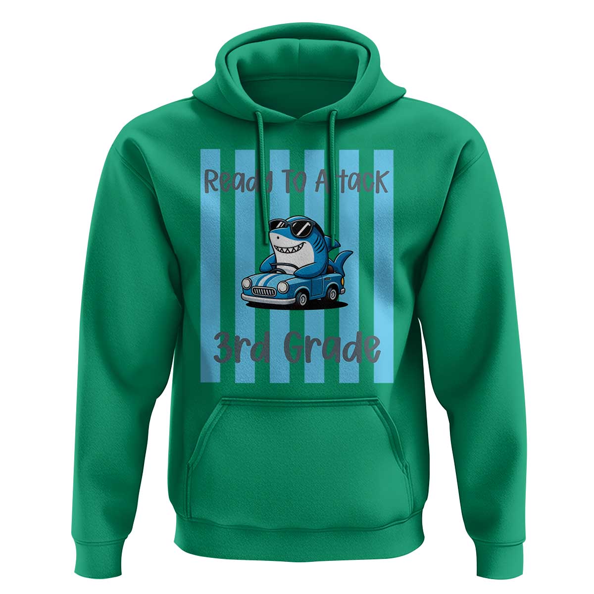 Ready To Attack 3rd Grade Hoodie Funny Shark Driving Car Back To School