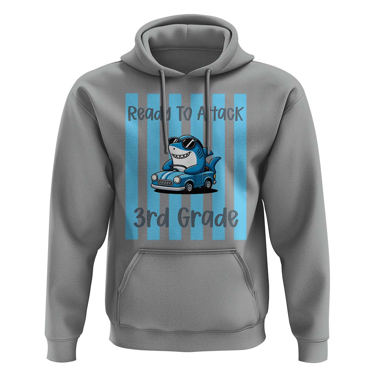 Ready To Attack 3rd Grade Hoodie Funny Shark Driving Car Back To School