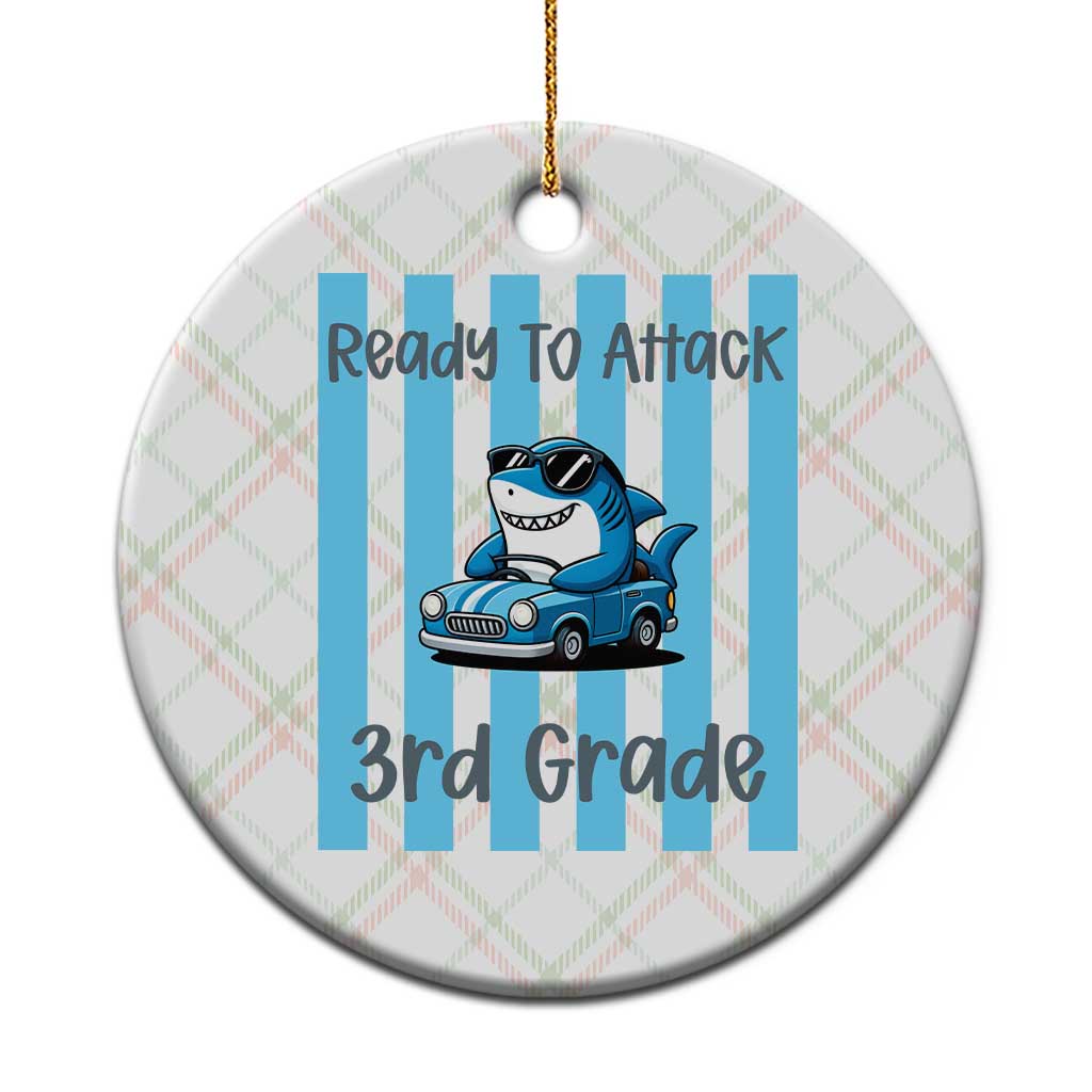 Ready To Attack 3rd Grade Ceramic Ornament Funny Shark Driving Car Back To School
