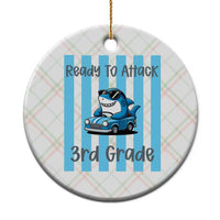 Ready To Attack 3rd Grade Ceramic Ornament Funny Shark Driving Car Back To School