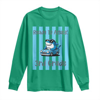 Ready To Attack 3rd Grade Long Sleeve Shirt Funny Shark Driving Car Back To School