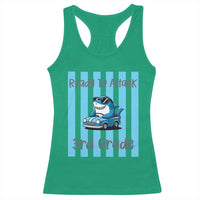 Ready To Attack 3rd Grade Racerback Tank Top Funny Shark Driving Car Back To School
