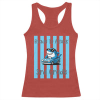 Ready To Attack 3rd Grade Racerback Tank Top Funny Shark Driving Car Back To School