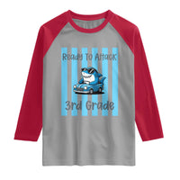 Ready To Attack 3rd Grade Raglan Shirt Funny Shark Driving Car Back To School