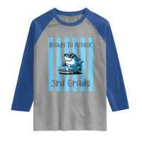 Ready To Attack 3rd Grade Raglan Shirt Funny Shark Driving Car Back To School