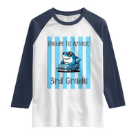 Ready To Attack 3rd Grade Raglan Shirt Funny Shark Driving Car Back To School