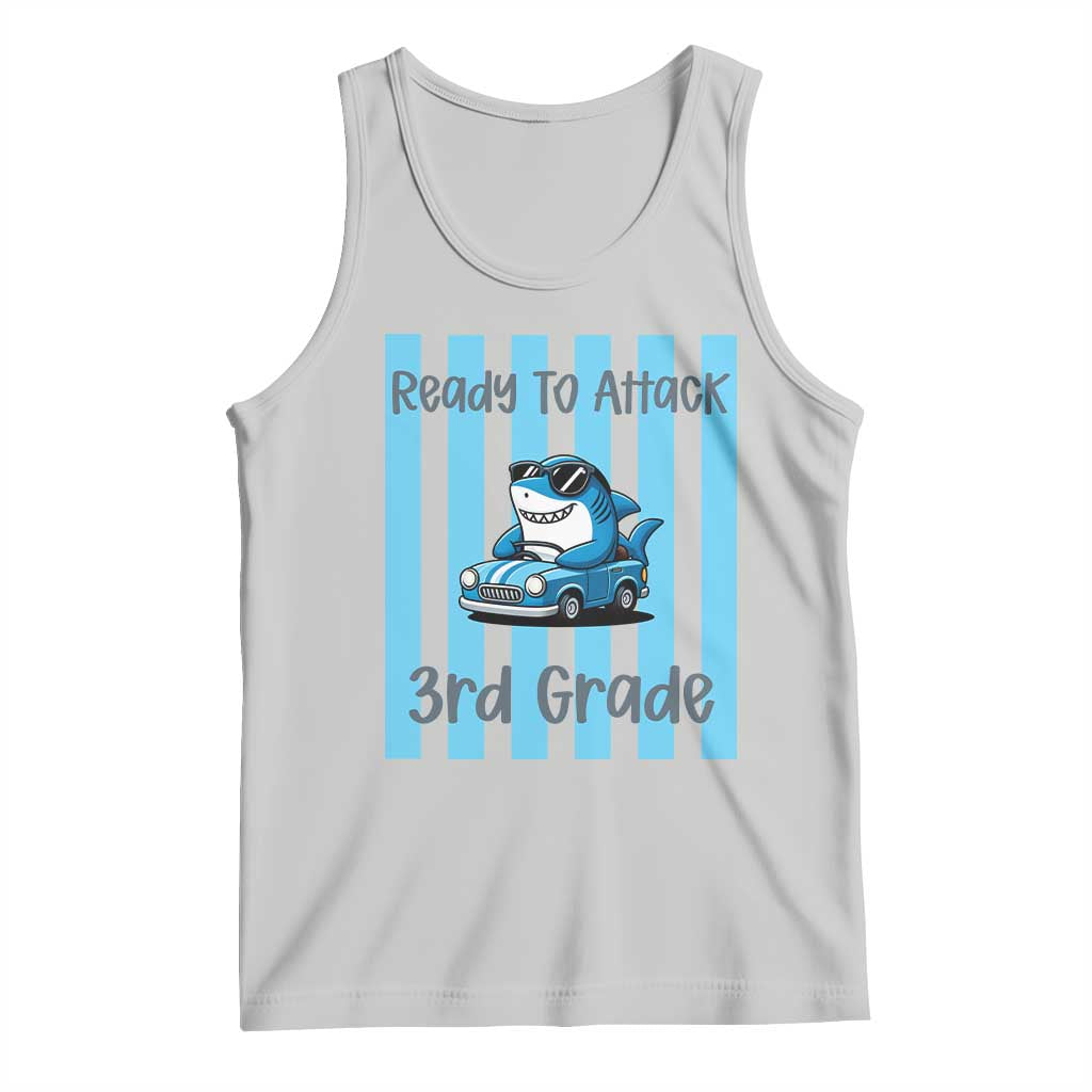 Ready To Attack 3rd Grade Tank Top Funny Shark Driving Car Back To School
