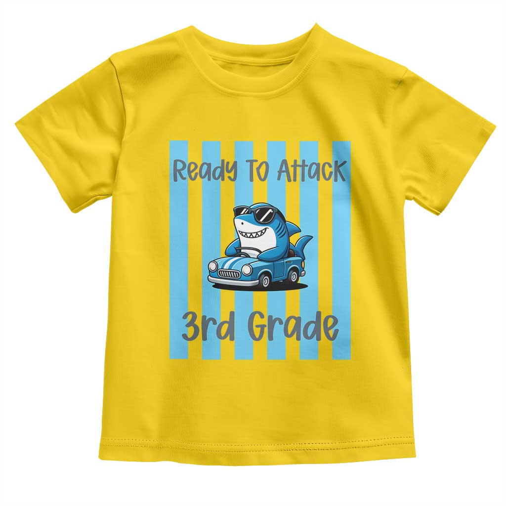 Ready To Attack 3rd Grade Toddler T Shirt Funny Shark Driving Car Back To School
