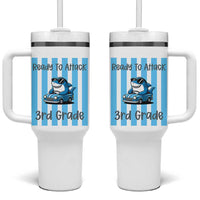 Ready To Attack 3rd Grade Tumbler With Handle Funny Shark Driving Car Back To School