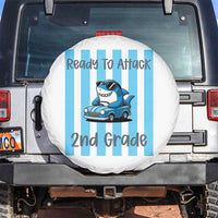 Ready To Attack 2nd Grade Spare Tire Cover Funny Shark Driving Car Back To School