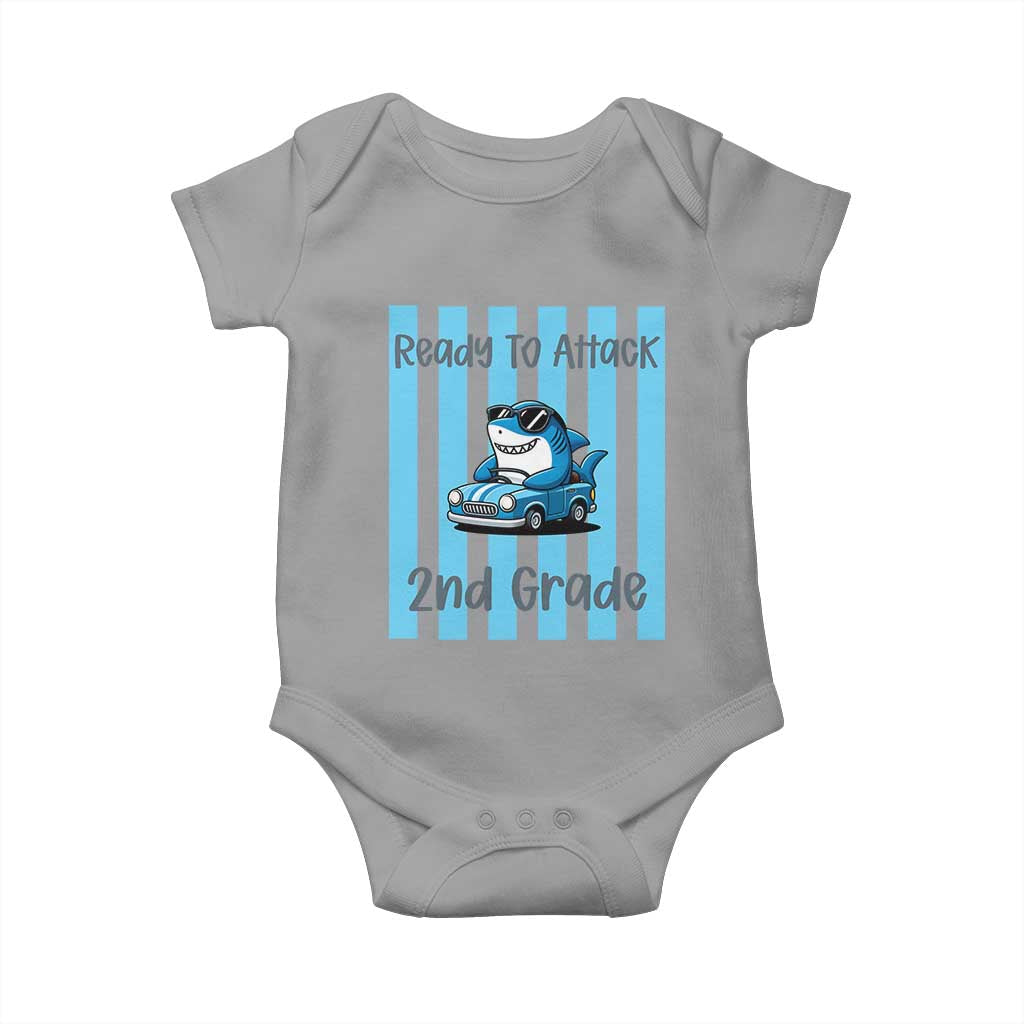 Ready To Attack 2nd Grade Baby Onesie Funny Shark Driving Car Back To School