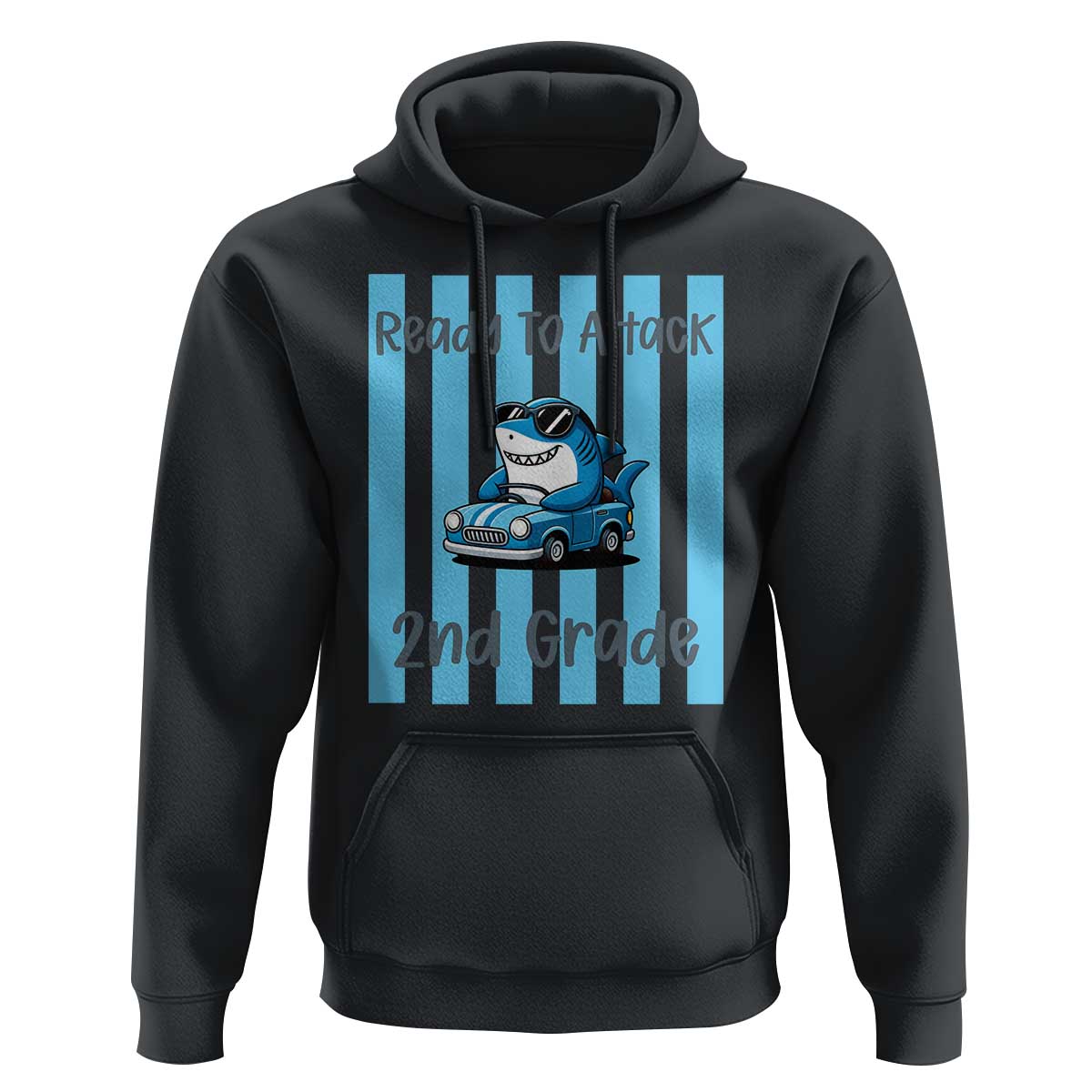 Ready To Attack 2nd Grade Hoodie Funny Shark Driving Car Back To School
