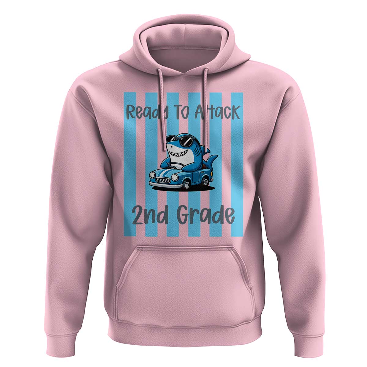 Ready To Attack 2nd Grade Hoodie Funny Shark Driving Car Back To School