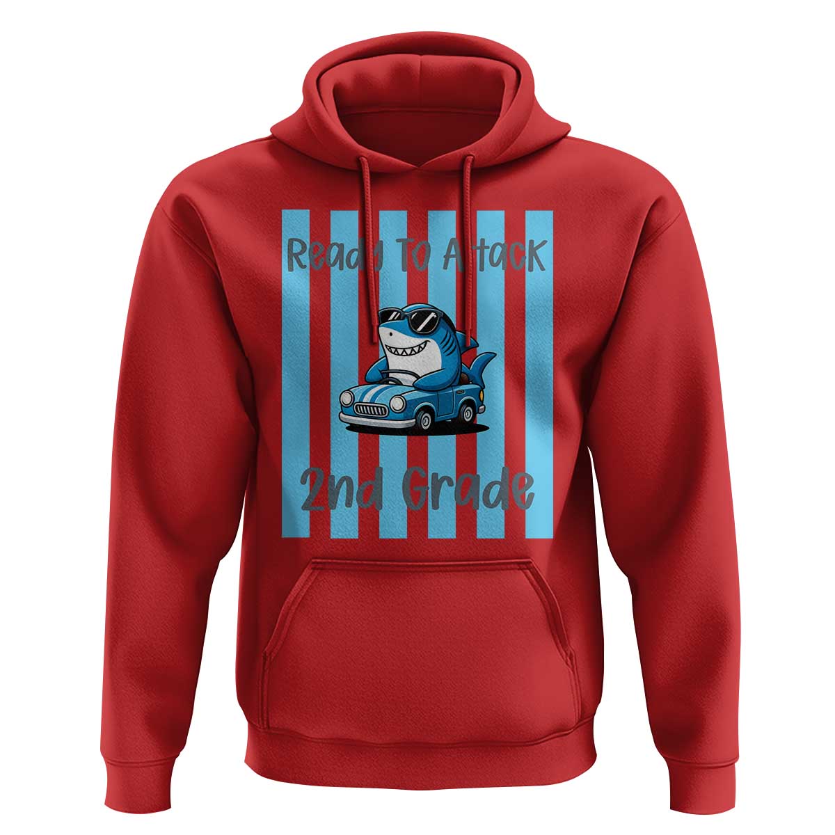 Ready To Attack 2nd Grade Hoodie Funny Shark Driving Car Back To School