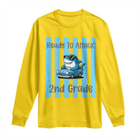 Ready To Attack 2nd Grade Long Sleeve Shirt Funny Shark Driving Car Back To School