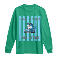 Ready To Attack 2nd Grade Long Sleeve Shirt Funny Shark Driving Car Back To School
