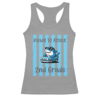 Ready To Attack 2nd Grade Racerback Tank Top Funny Shark Driving Car Back To School