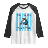Ready To Attack 2nd Grade Raglan Shirt Funny Shark Driving Car Back To School