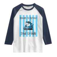 Ready To Attack 2nd Grade Raglan Shirt Funny Shark Driving Car Back To School