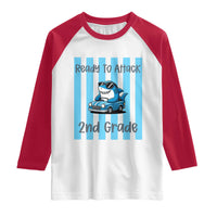 Ready To Attack 2nd Grade Raglan Shirt Funny Shark Driving Car Back To School