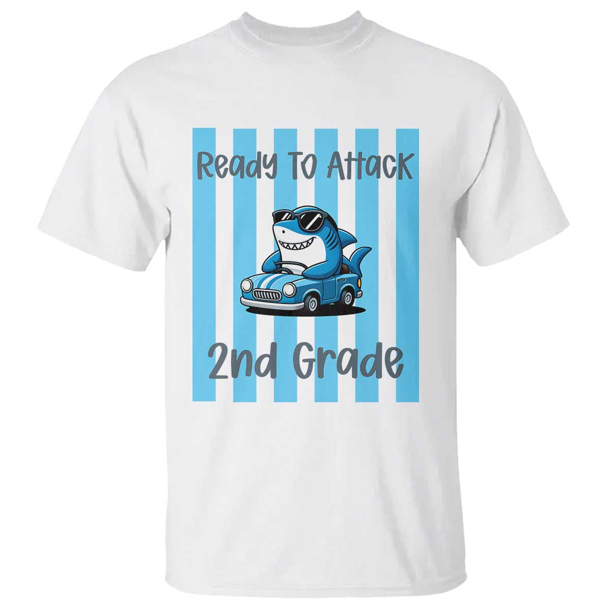 Ready To Attack 2nd Grade T Shirt Funny Shark Driving Car Back To School