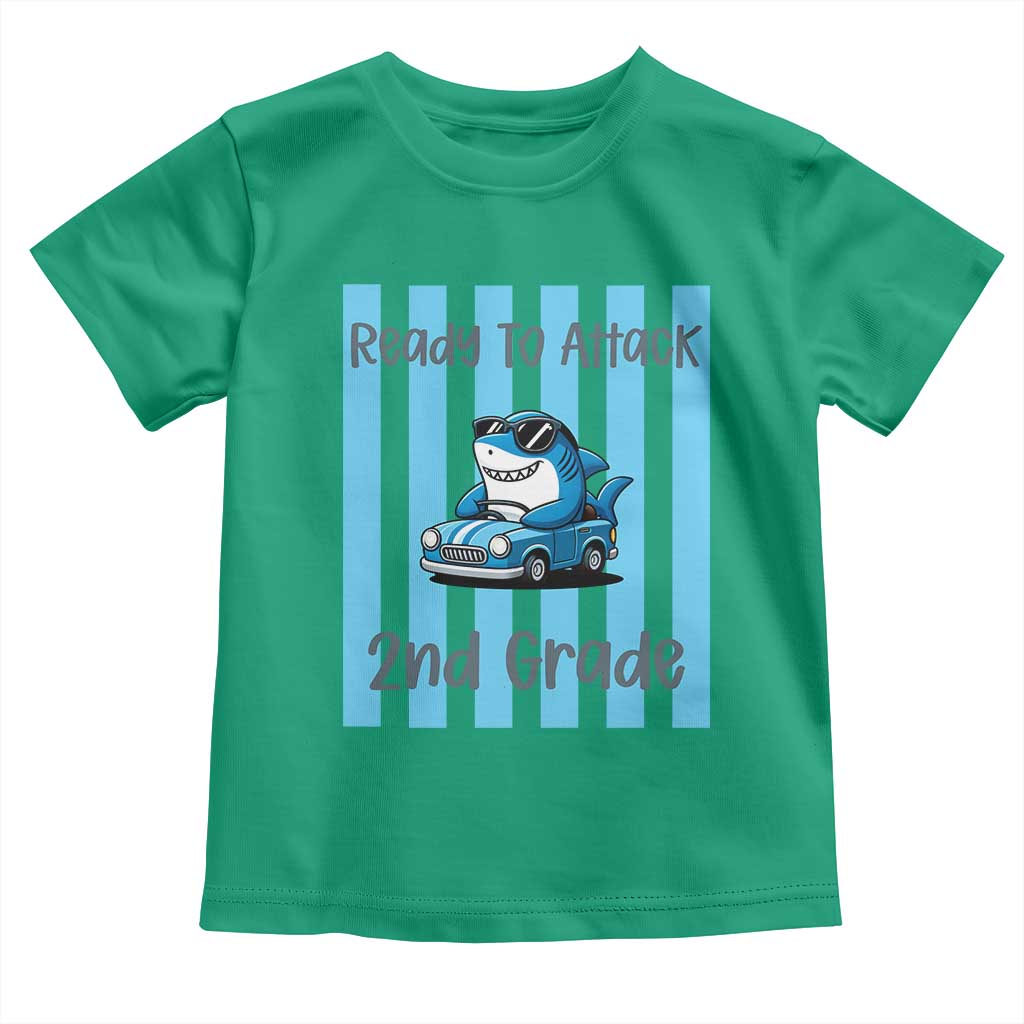 Ready To Attack 2nd Grade Toddler T Shirt Funny Shark Driving Car Back To School