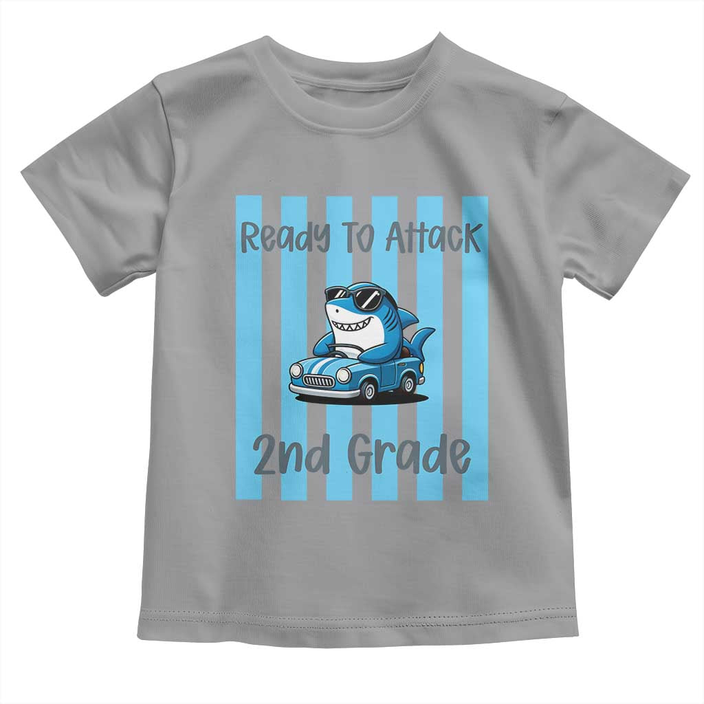 Ready To Attack 2nd Grade Toddler T Shirt Funny Shark Driving Car Back To School
