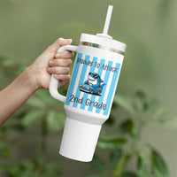Ready To Attack 2nd Grade Tumbler With Handle Funny Shark Driving Car Back To School