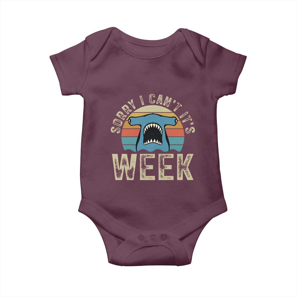 Vintage Hammerhead Shark Lover Baby Onesie Sorry I Cant Its Week