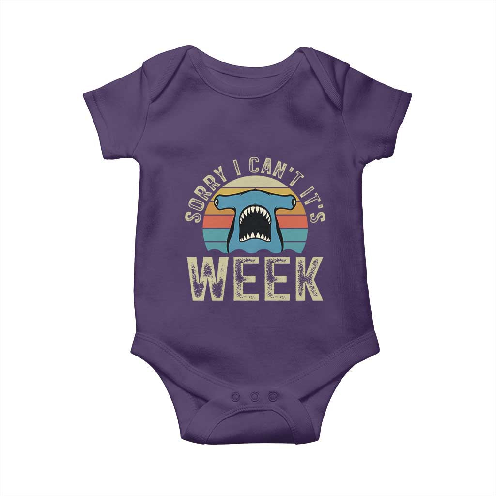 Vintage Hammerhead Shark Lover Baby Onesie Sorry I Cant Its Week