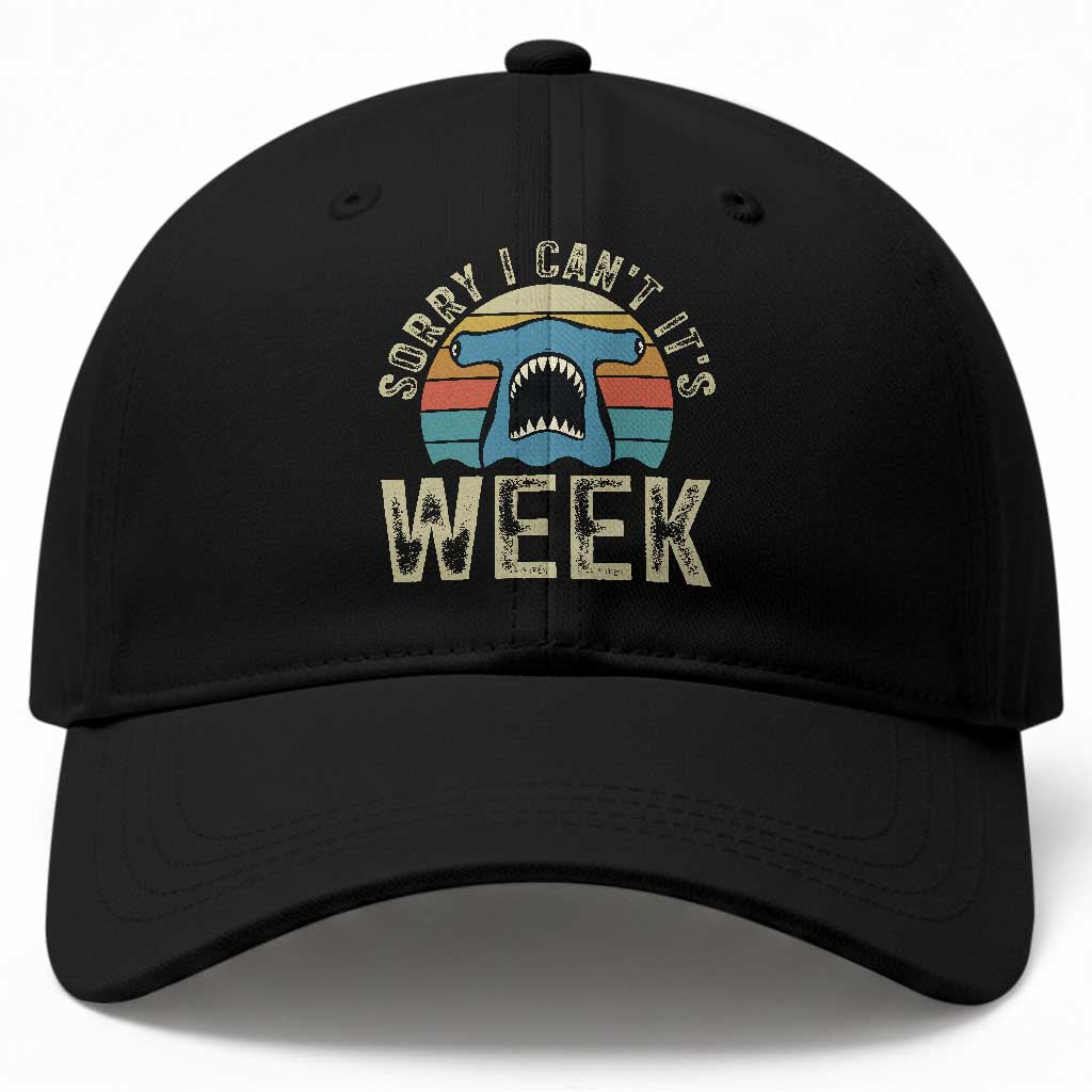 Vintage Hammerhead Shark Lover Baseball Cap Sorry I Cant Its Week