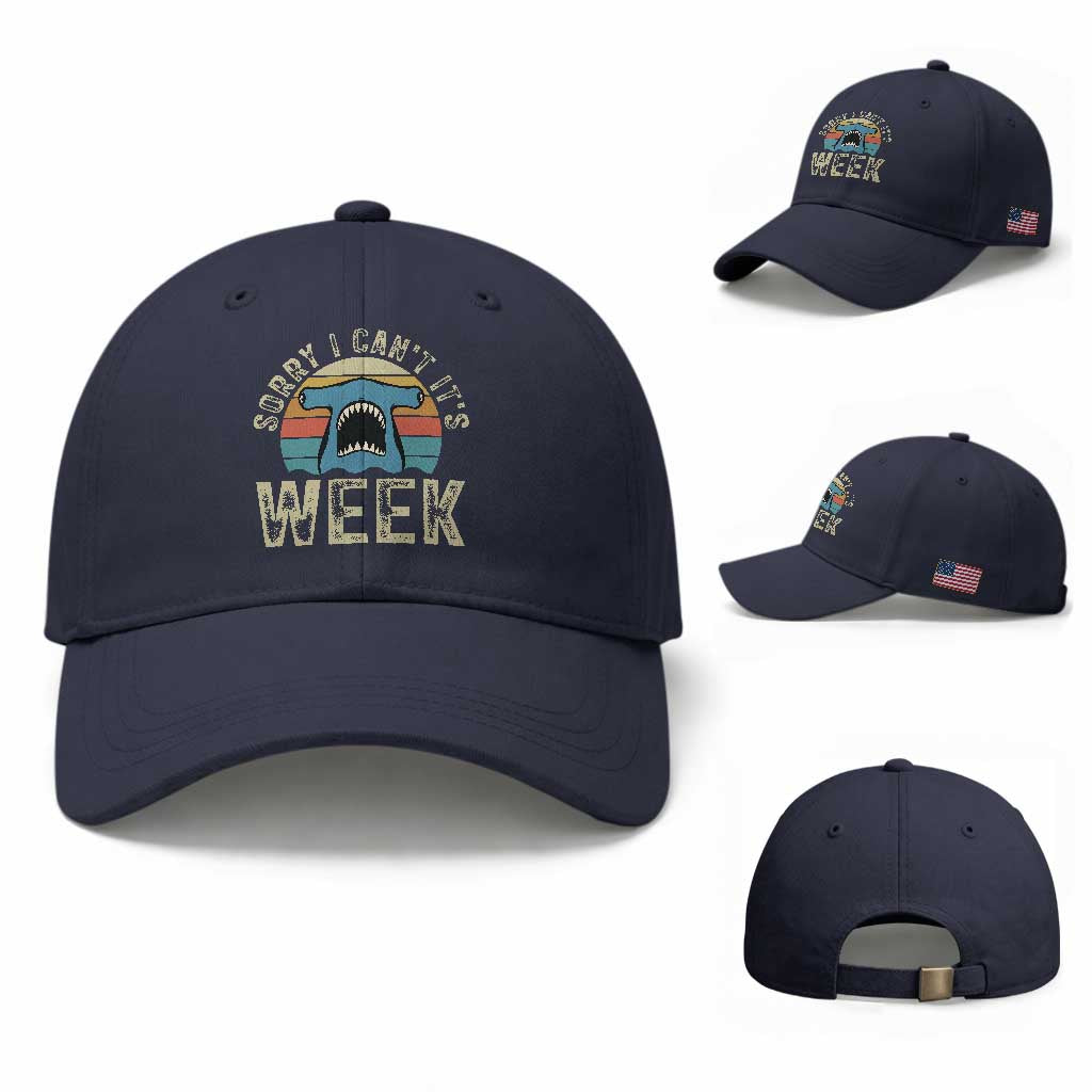 Vintage Hammerhead Shark Lover Baseball Cap Sorry I Cant Its Week