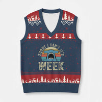 Vintage Hammerhead Shark Lover V-Neck Knit Sweater Vest Sorry I Cant Its Week