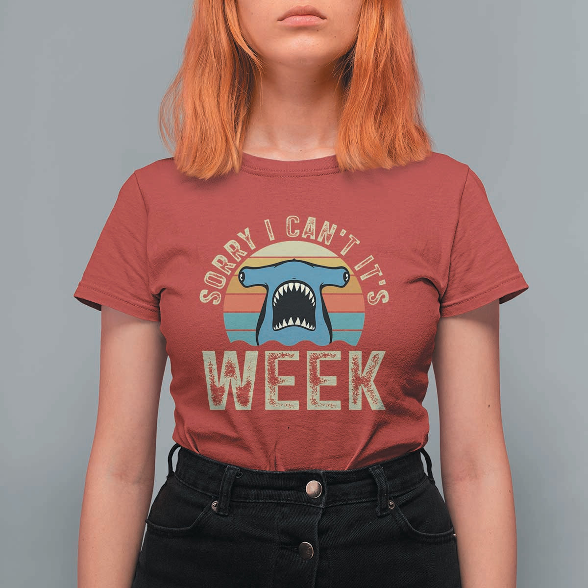Vintage Hammerhead Shark Lover T Shirt For Women Sorry I Cant Its Week