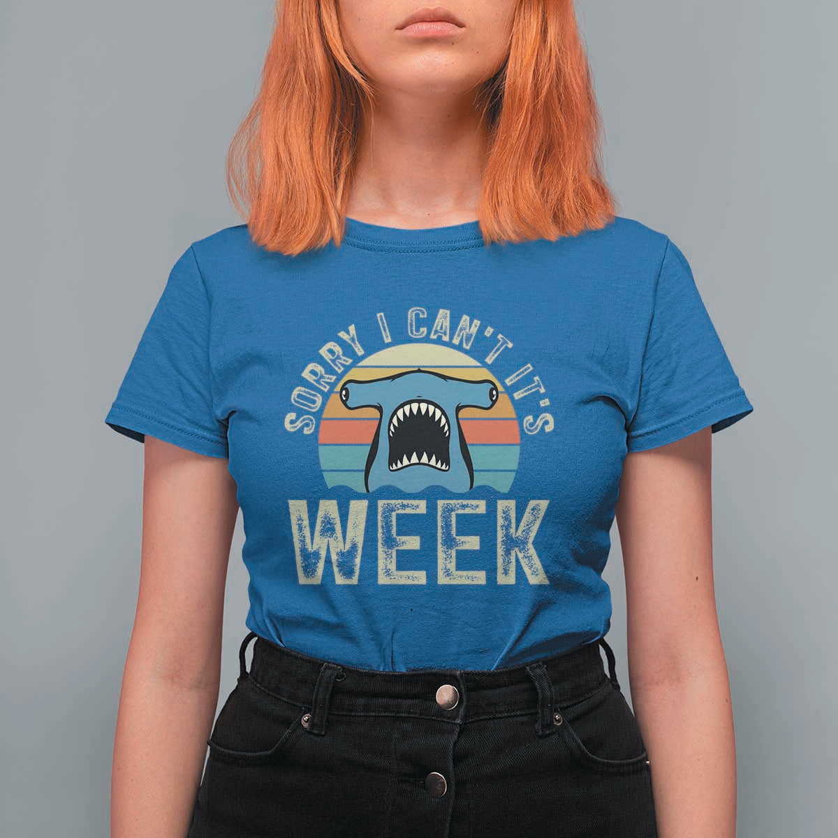 Vintage Hammerhead Shark Lover T Shirt For Women Sorry I Cant Its Week