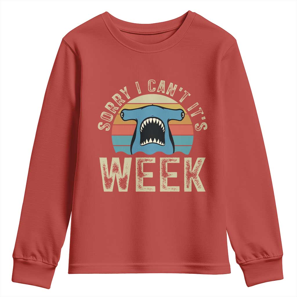 Vintage Hammerhead Shark Lover Youth Sweatshirt Sorry I Cant Its Week