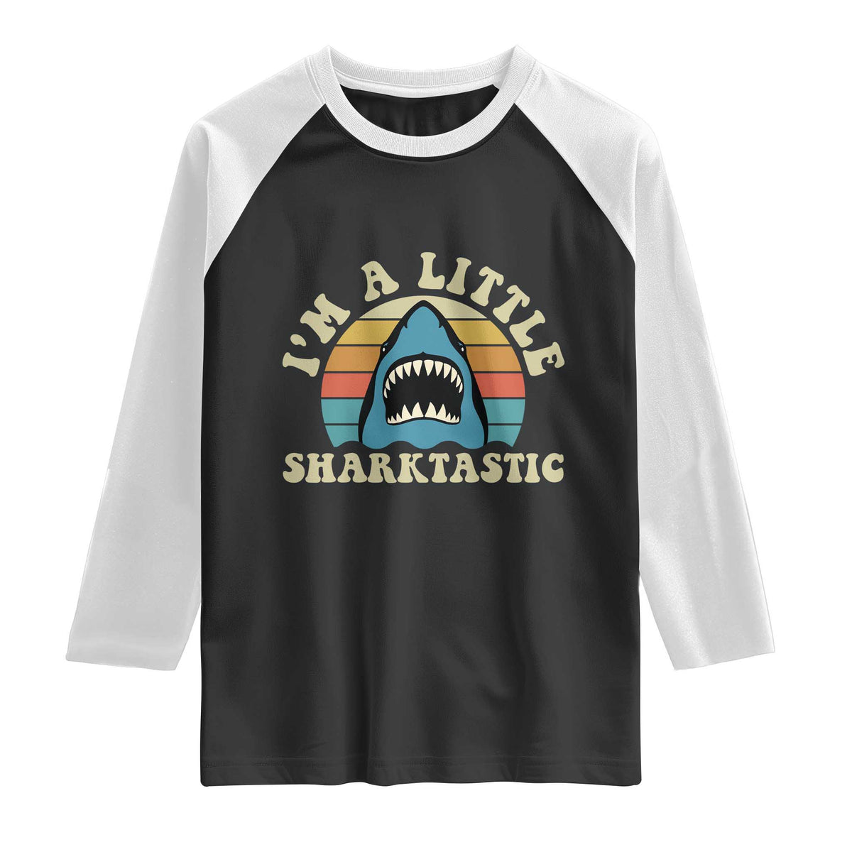 Im A Little Sharktastic Raglan Shirt Vintage Shark Lover Week Gift