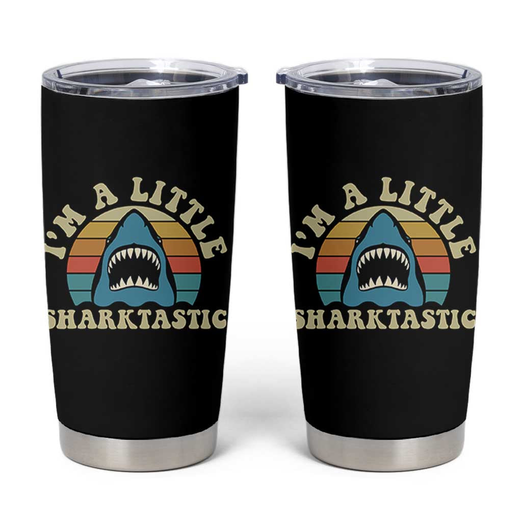 Im A Little Sharktastic Tumbler Cup Vintage Shark Lover Week Gift